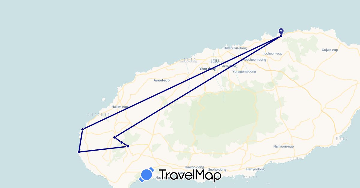 TravelMap itinerary: driving in South Korea (Asia)
